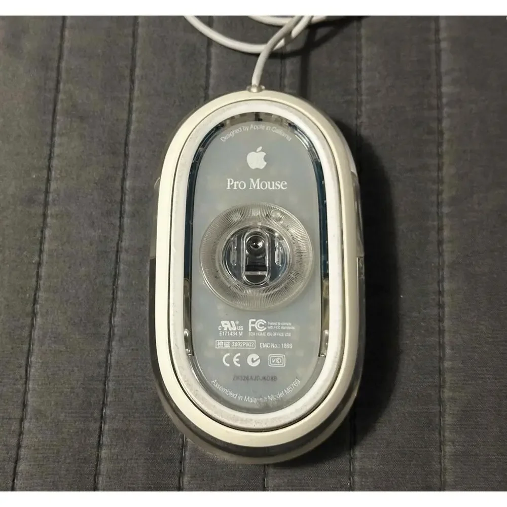 Vintage Original Apple Optical Pro Mouse ~ White/Clear USB Wired M5769